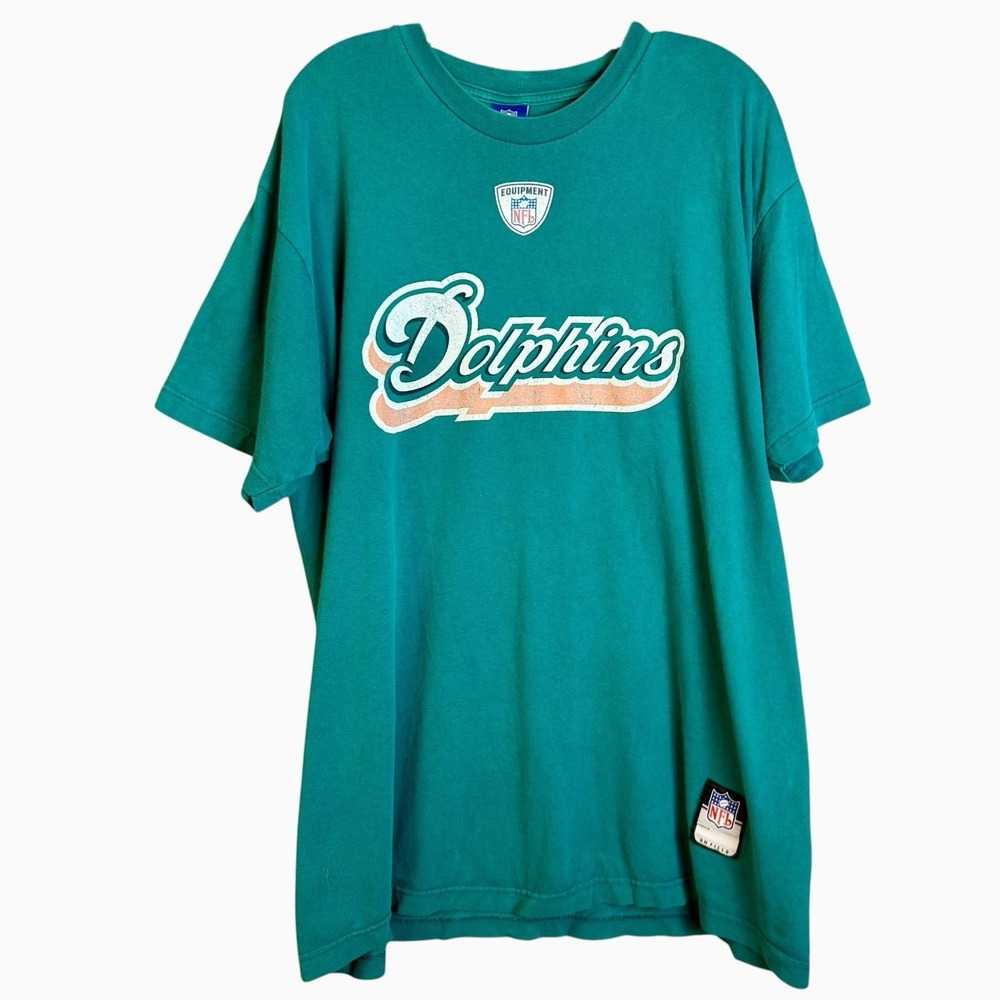 Vintage 90s Reebok NFL Miami Dolphins Aqua T-Shirt Men's Large